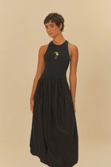 VESTIDO FEMININO BALONE BORDADO PRETO FARM ORIGINAL 343479