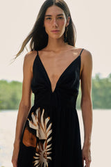 VESTIDO FEMININO LONGO AMONITA PRETO FARM ORIGINAL 345523