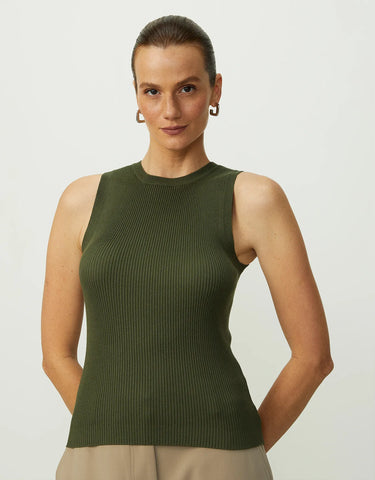 Regata Shoulder Tricot Canelado Verde 241432918