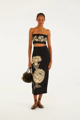 SAIA FEMININA MIDI RETA JARDIM DE CORDEL FARM ORIGINAL 361741