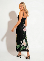 VESTIDOFEMININO LONGO TULE OMBRO SÓ CEU DE FLOR FARM ORIGINAL 358131