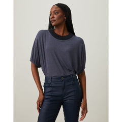 BLUSA FEMININA MALHA RETILINEA BICOLOR SHOULDER ORIGINAL 241311001