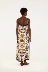 VESTIDO FEMININO CROPPED FLORAL MAYE BEGE FARM ORIGINAL 370499