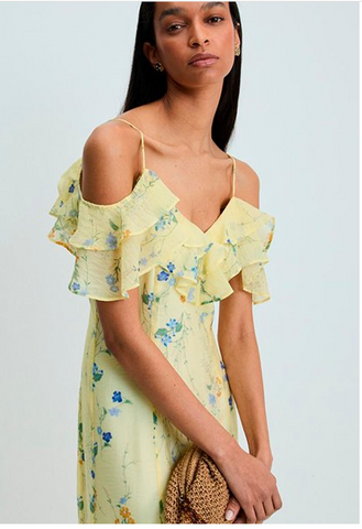 VESTIDO FEMININO FLORAL LEVE SHOULDER ORIGINAL 012521061006