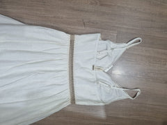 VESTIDO FEMININO LONGO COM AVIAMENTO OFF WHITE GATABAKANA ORIGINAL